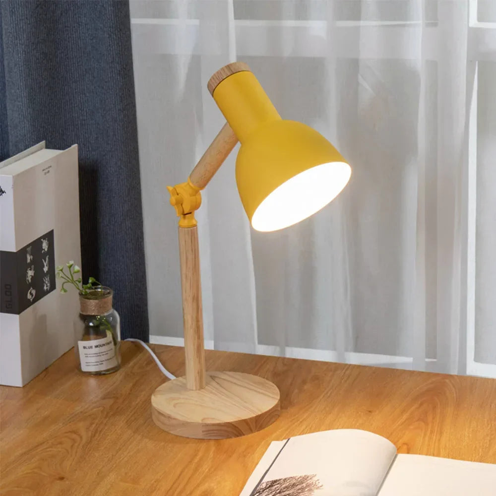 Nordic Wooden Base Adjustable Eye-Friendly Table Lamp