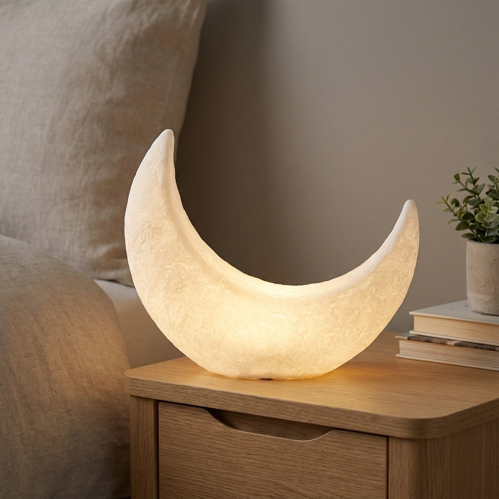 Art Deco Crescent Silhouette Cordless Matte Shade Table Lamp