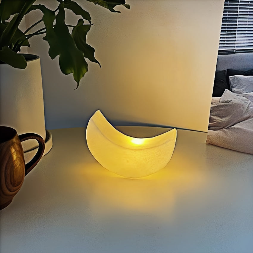 Art Deco Crescent Silhouette Cordless Matte Shade Table Lamp