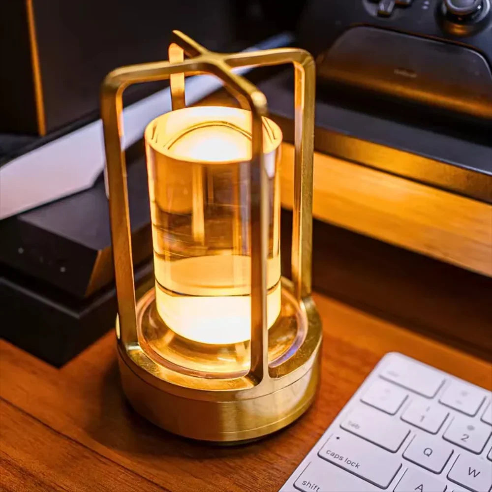 Modern Cylinder Metal Frame Touch Control Table Lamp