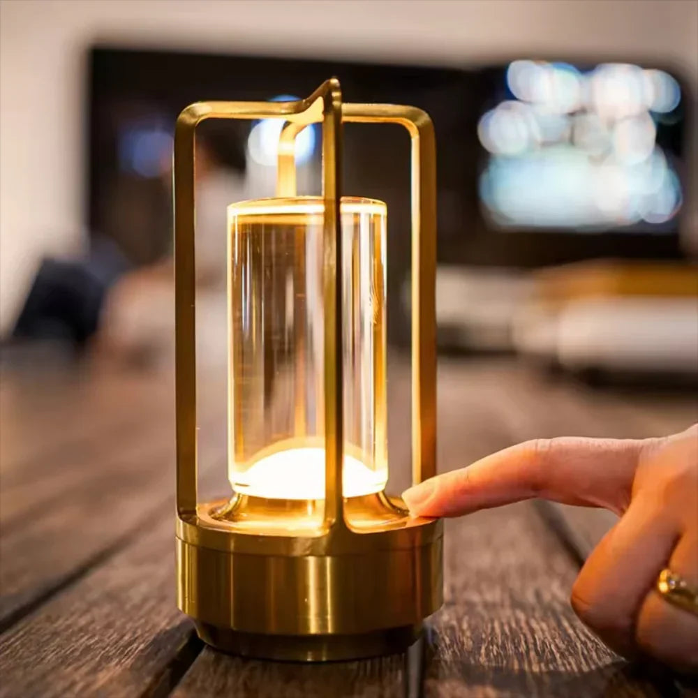 Modern Cylinder Metal Frame Touch Control Table Lamp