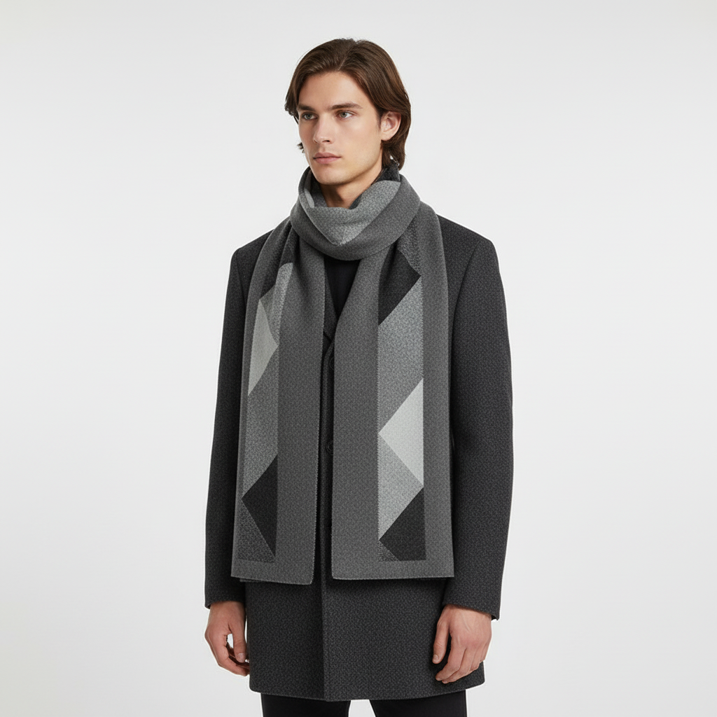 Soft Long Narrow Patterned Men's Scarf