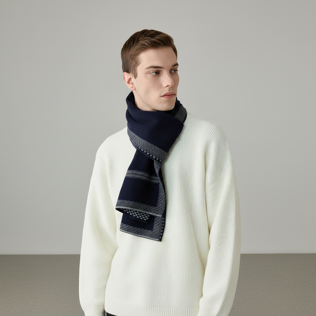 Soft Long Narrow Patterned Men's Scarf