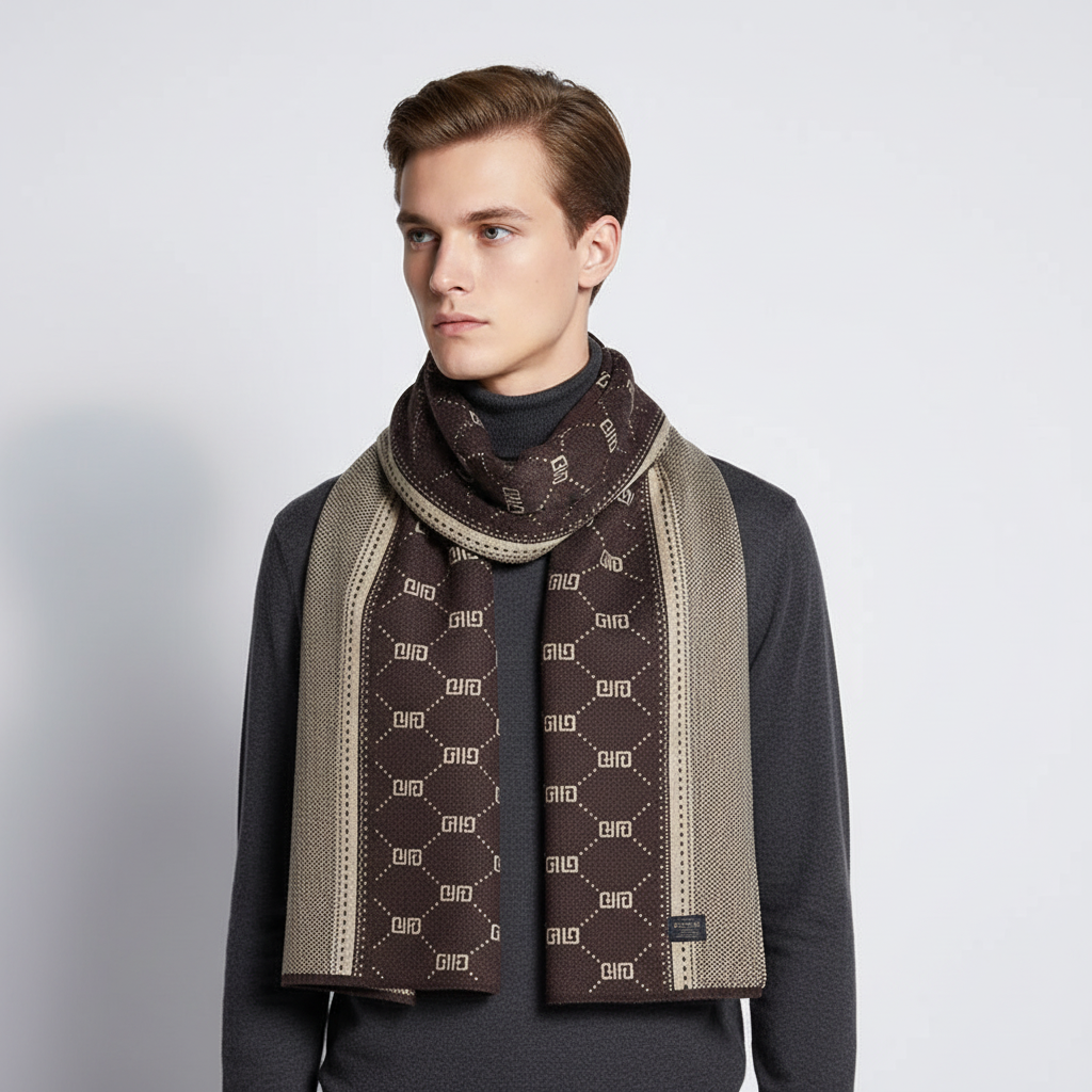 Soft Long Narrow Patterned Men's Scarf