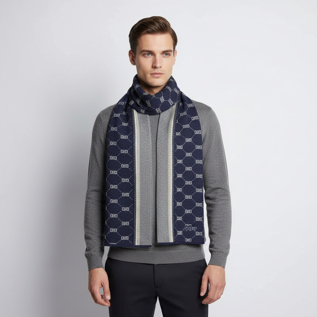 Soft Long Narrow Patterned Men's Scarf