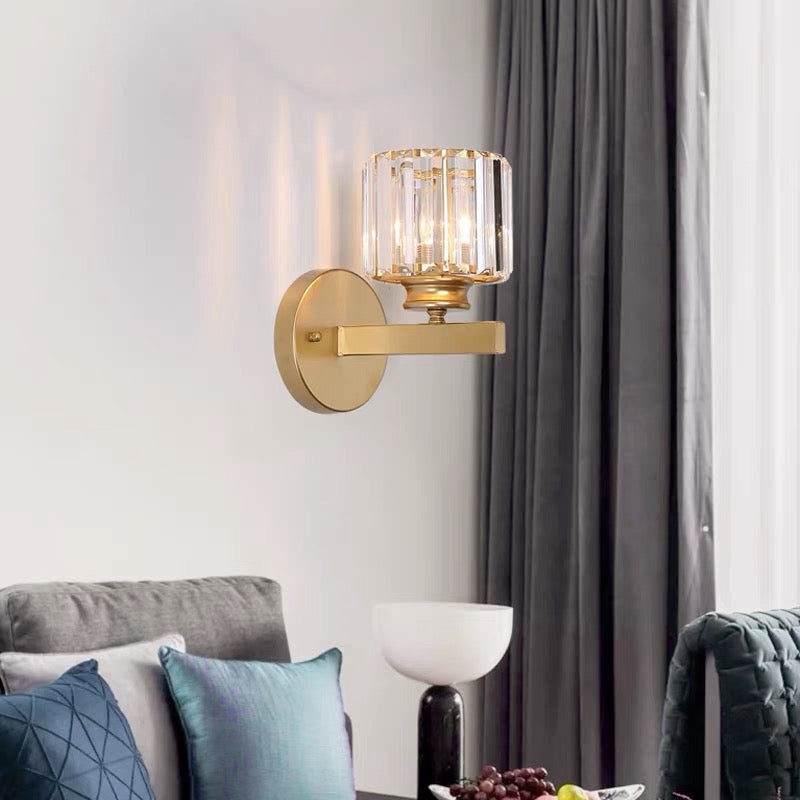 Faceted Crystal Panel Modern Iron Wall Light