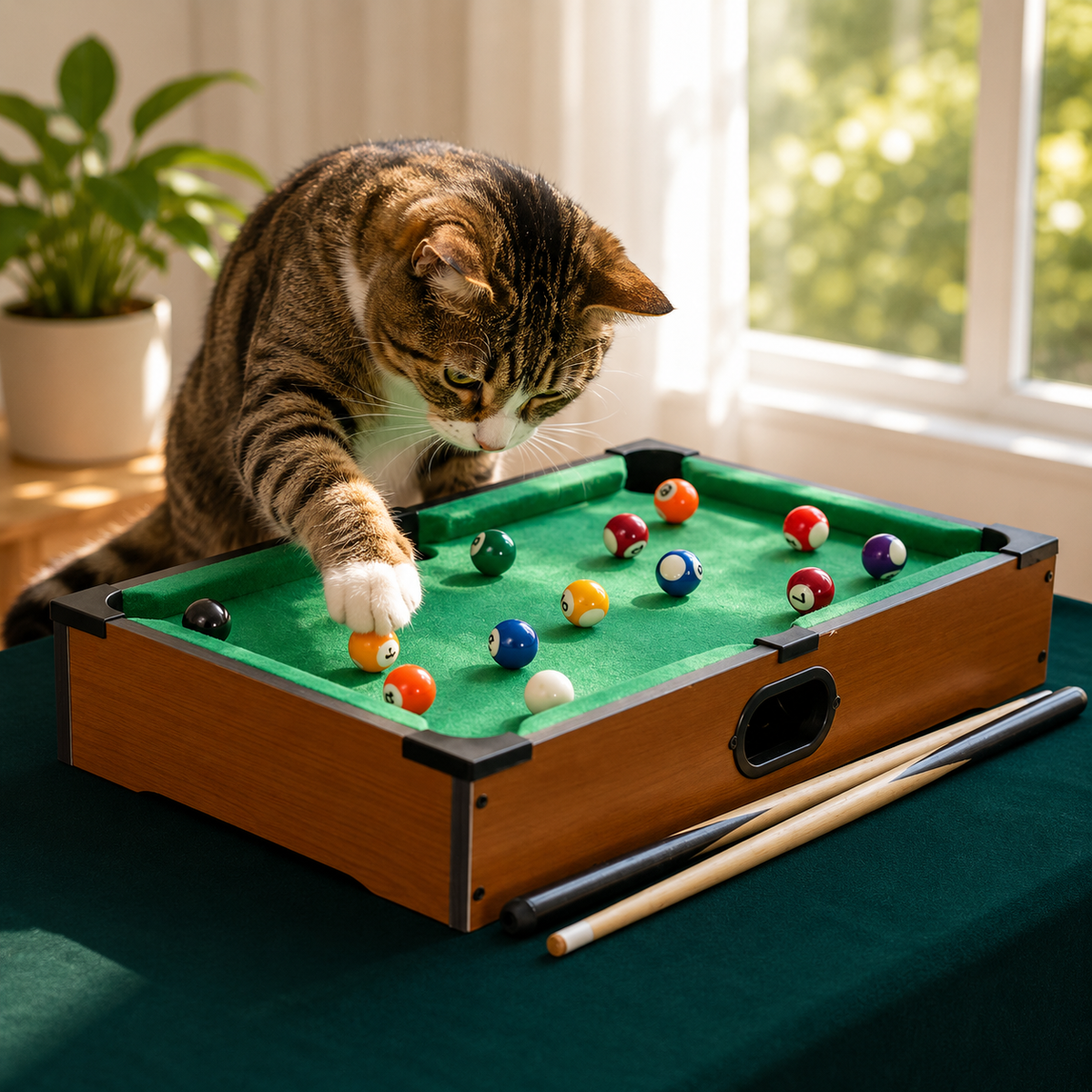 Plush Felt Billiard Table Interactive Cat Toy