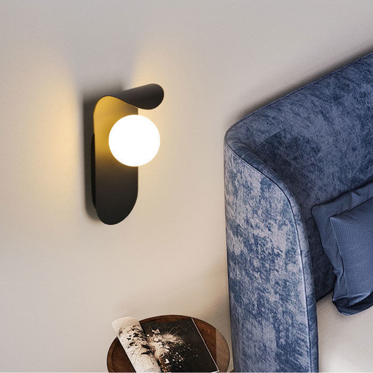 Curved Panel Nordic Minimalist Frosted Glass Orb Wall Light