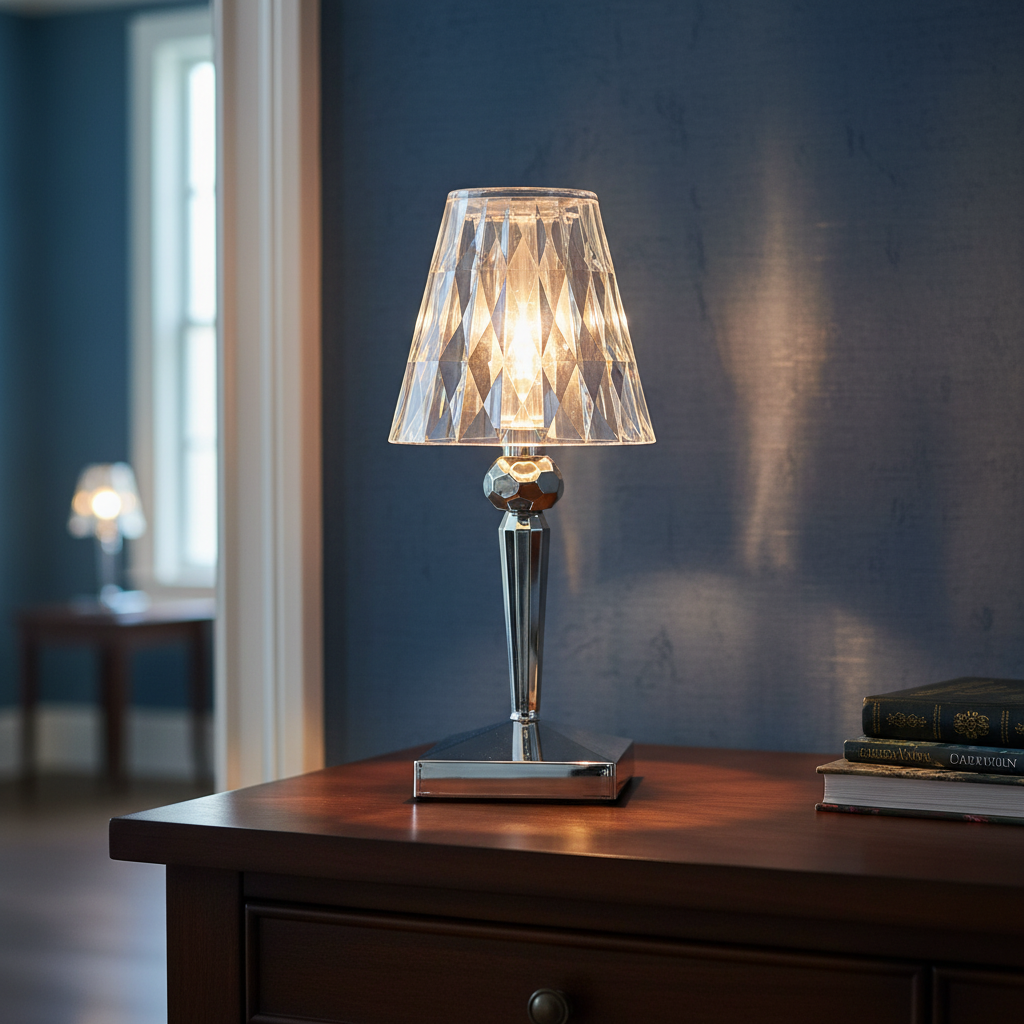 Sparkling Crystal-Effect Warm Glow Accent Table Lamp