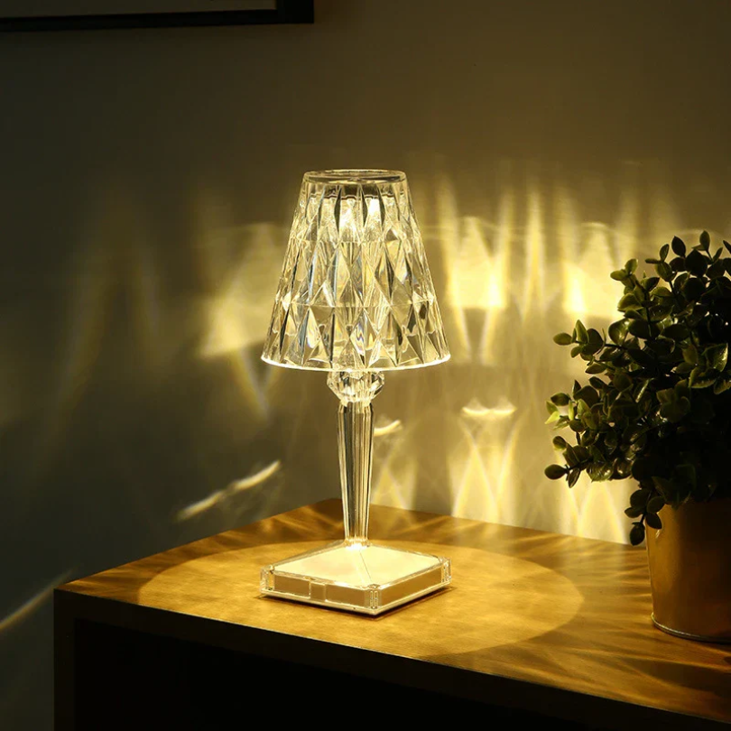Sparkling Crystal-Effect Warm Glow Accent Table Lamp
