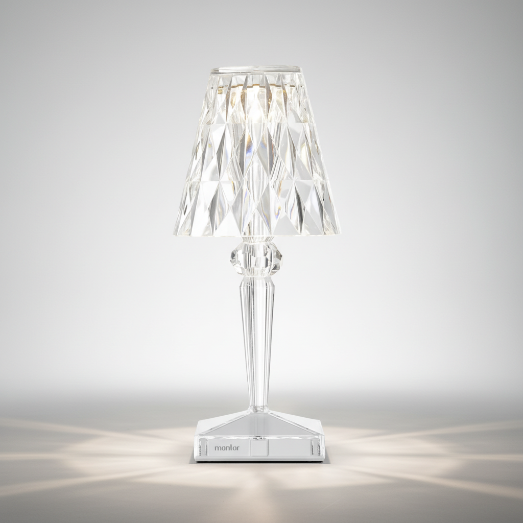 Sparkling Crystal-Effect Warm Glow Accent Table Lamp