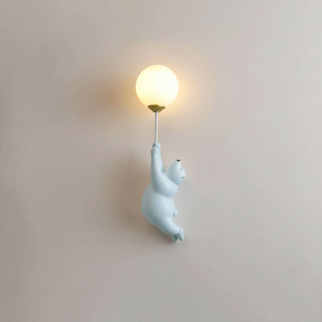 Playful Bear Shaped Resin Acrylic Kids Room Wall Light