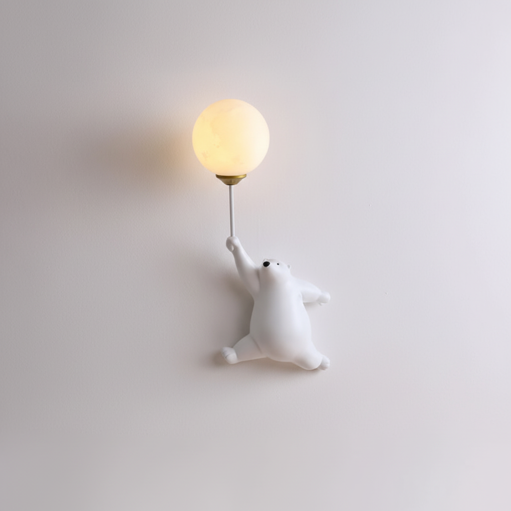 Playful Bear Shaped Resin Acrylic Kids Room Wall Light