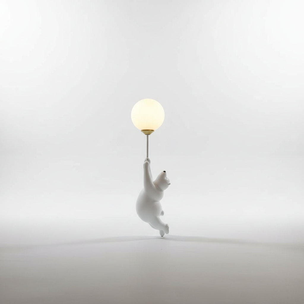Playful Bear Shaped Resin Acrylic Kids Room Wall Light
