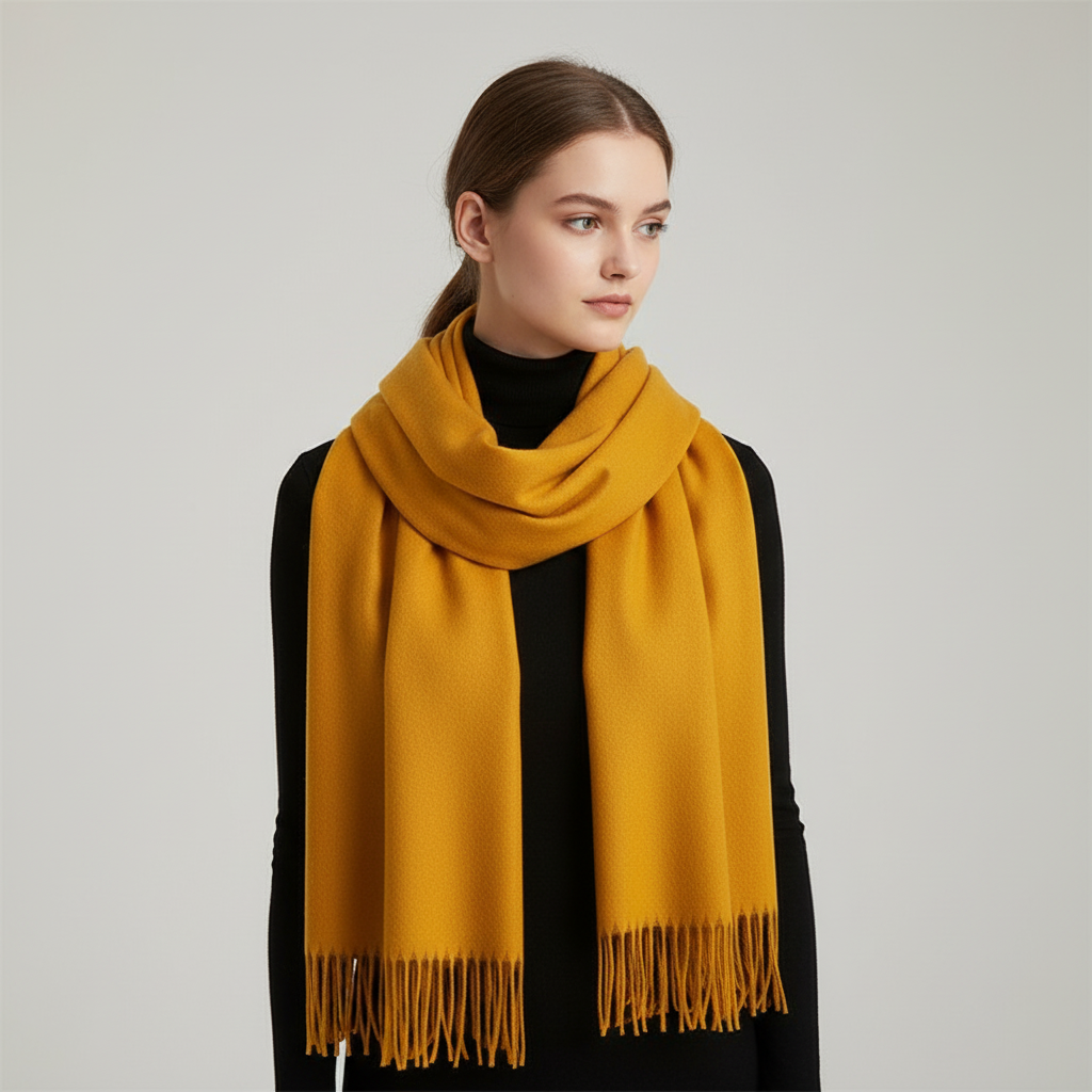 Soft Velvety Long Fringed Hem Winter Scarf