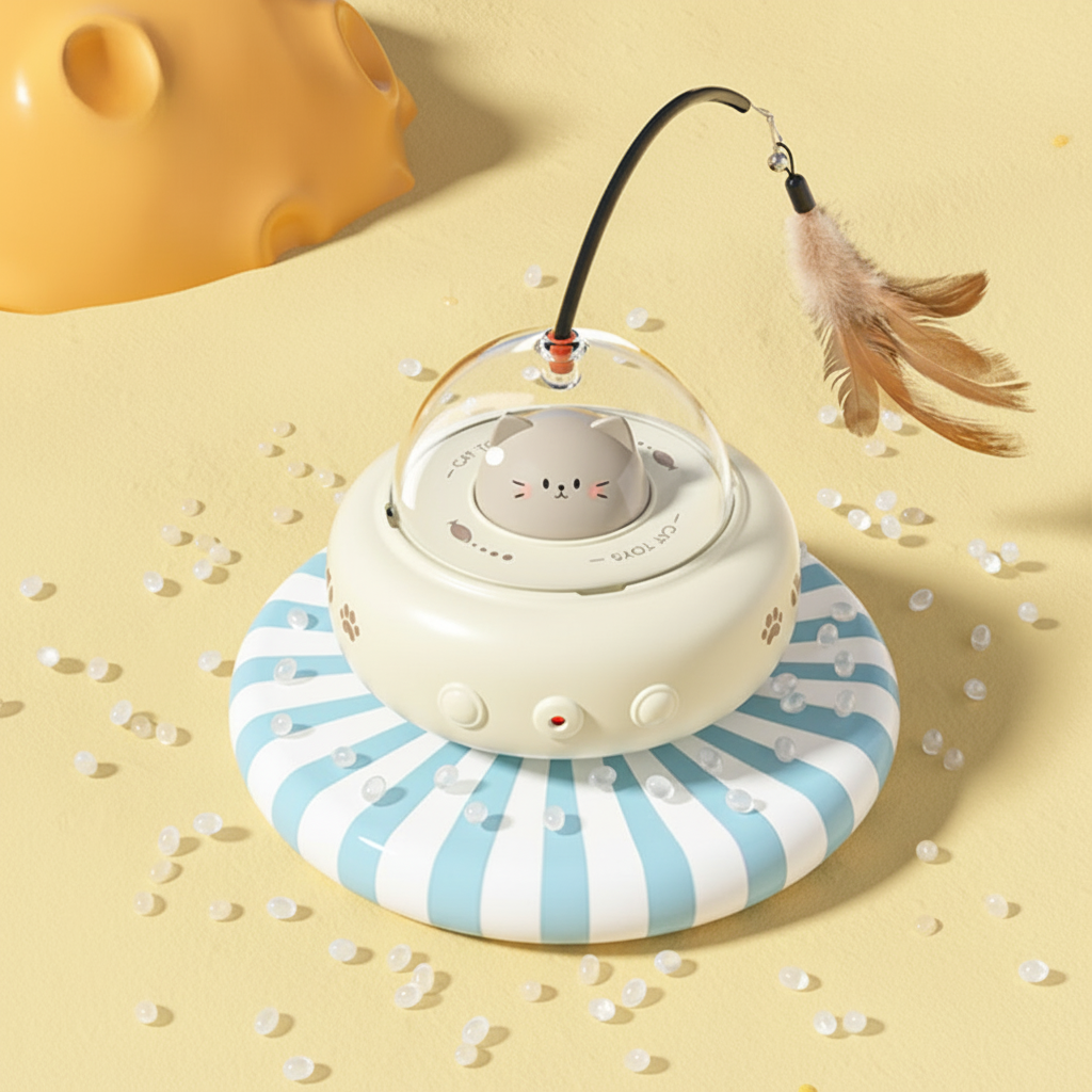 UFO Shaped Automatic Interactive Laser Feather Chase Cat Toy