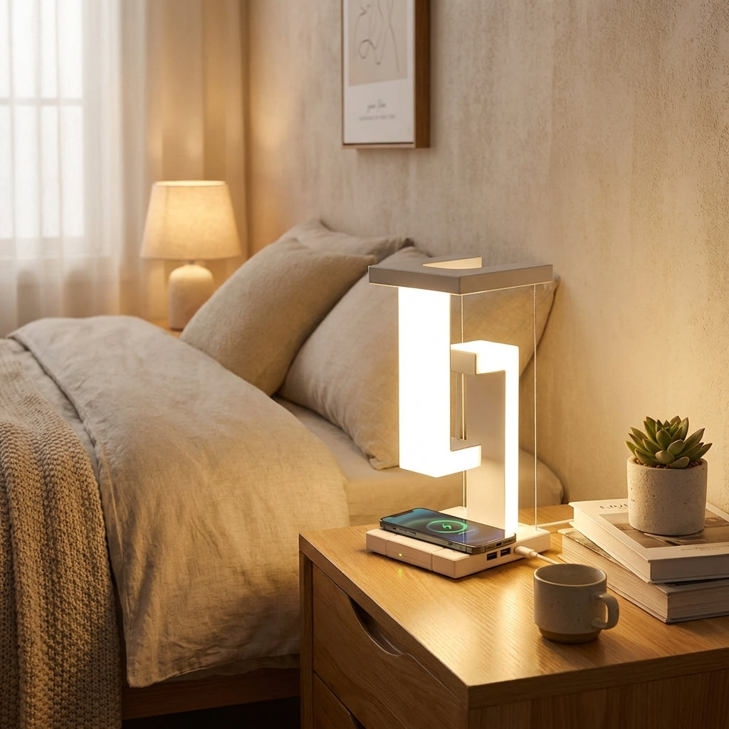 Futuristic Hovering Glow Wireless Charging Table Lamp