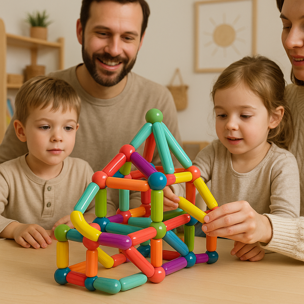 Snap Together Geometric Magnetic Building Blocks Educational STEM Construction Toy