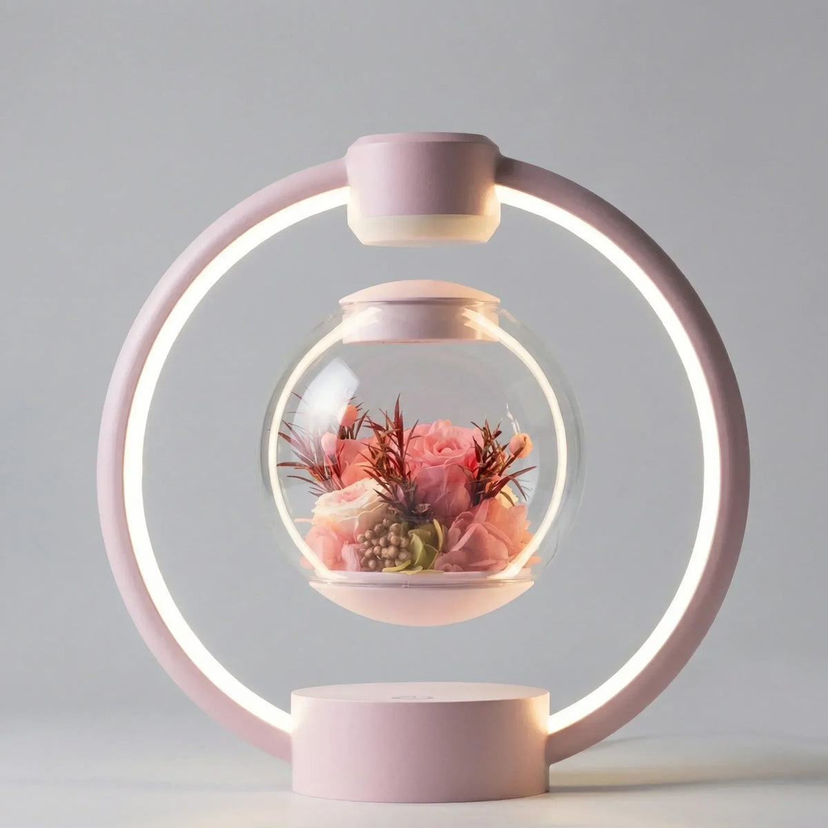 Floating Orb Magnetic Levitation Preserved Floral Touch Switch Table Lamp