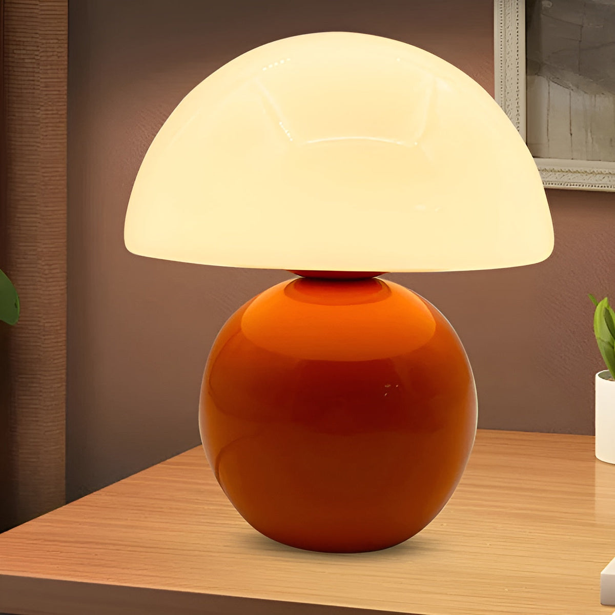 Mid-Century Modern Curved Dome Rounded Base Compact Table Lamp