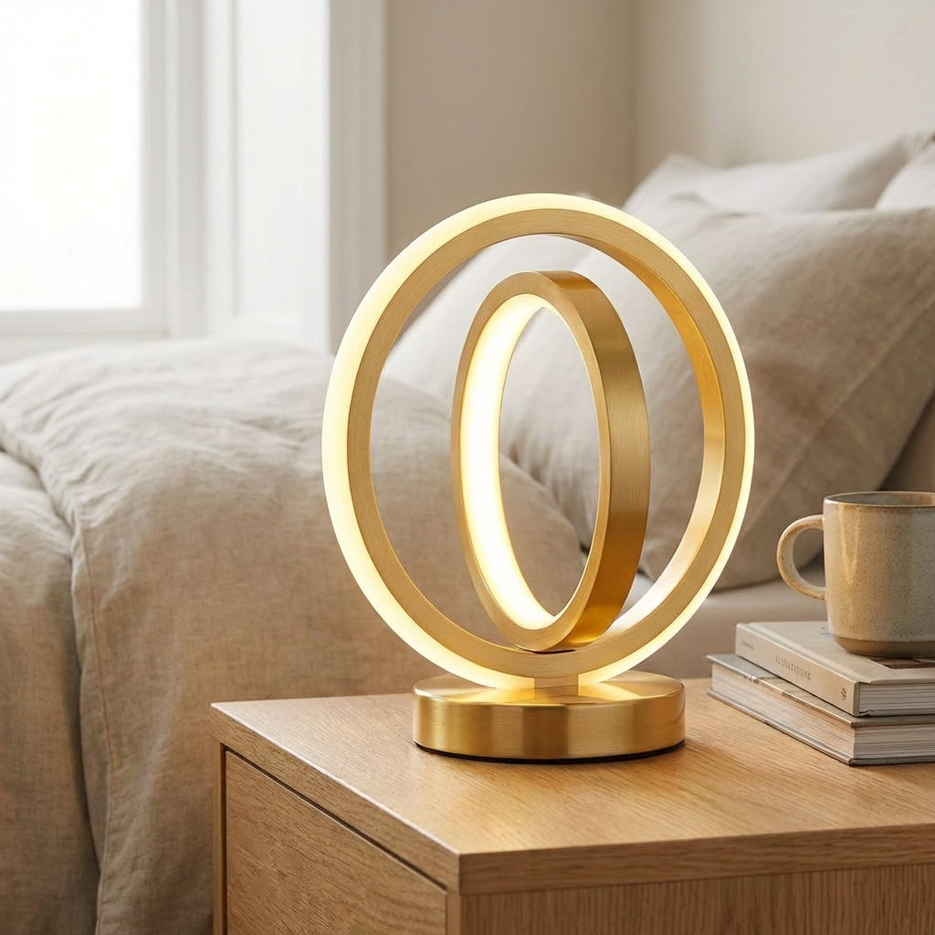 Circular Ring Silhouette Dimmable Compact Base USB Table Lamp
