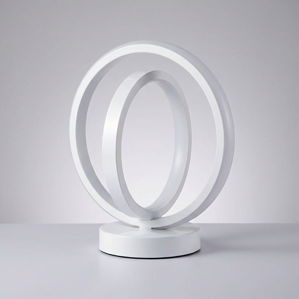 Circular Ring Silhouette Dimmable Compact Base USB Table Lamp