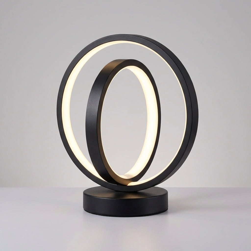 Circular Ring Silhouette Dimmable Compact Base USB Table Lamp