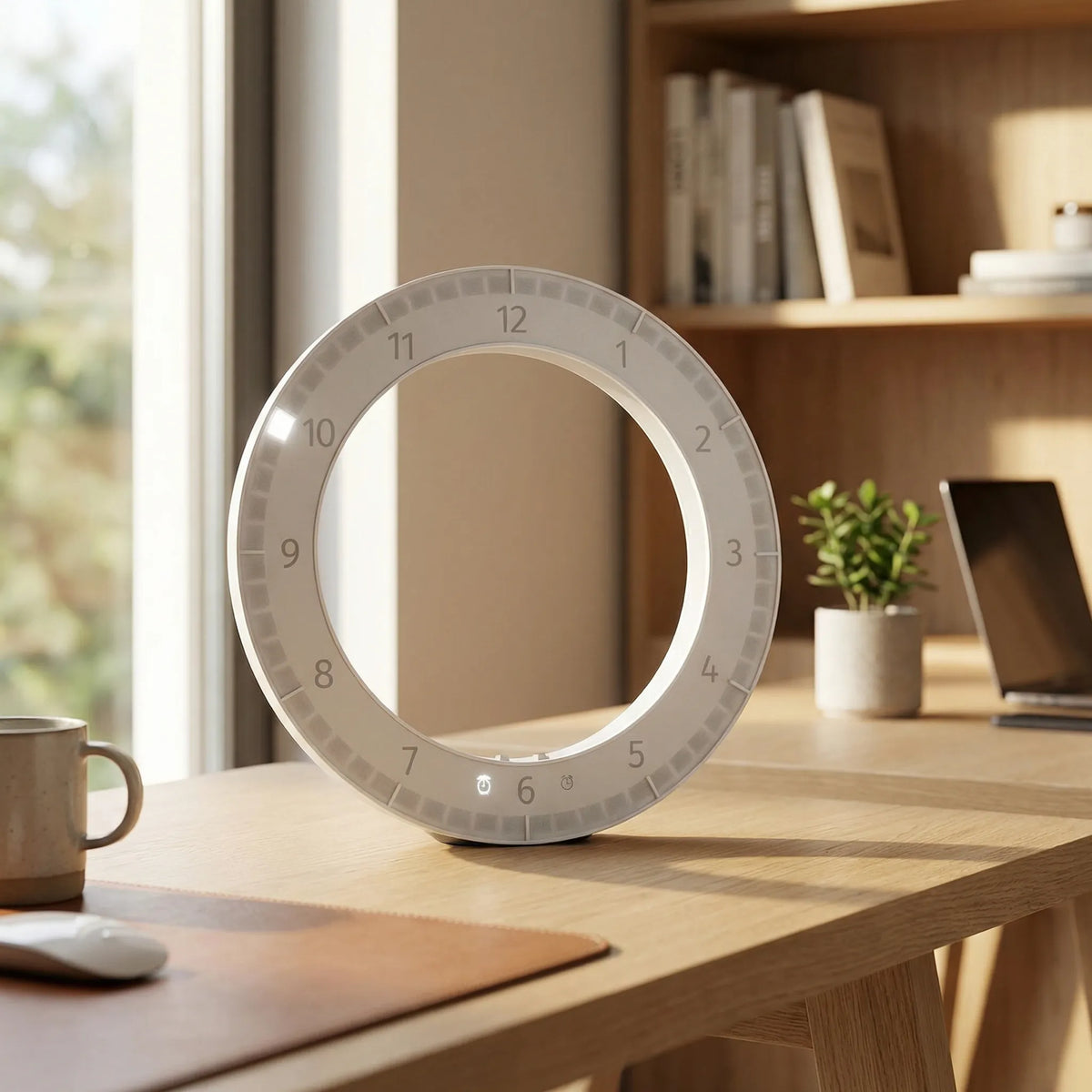 Slim Circular Ring Display Dimmable Digital Wall Clock