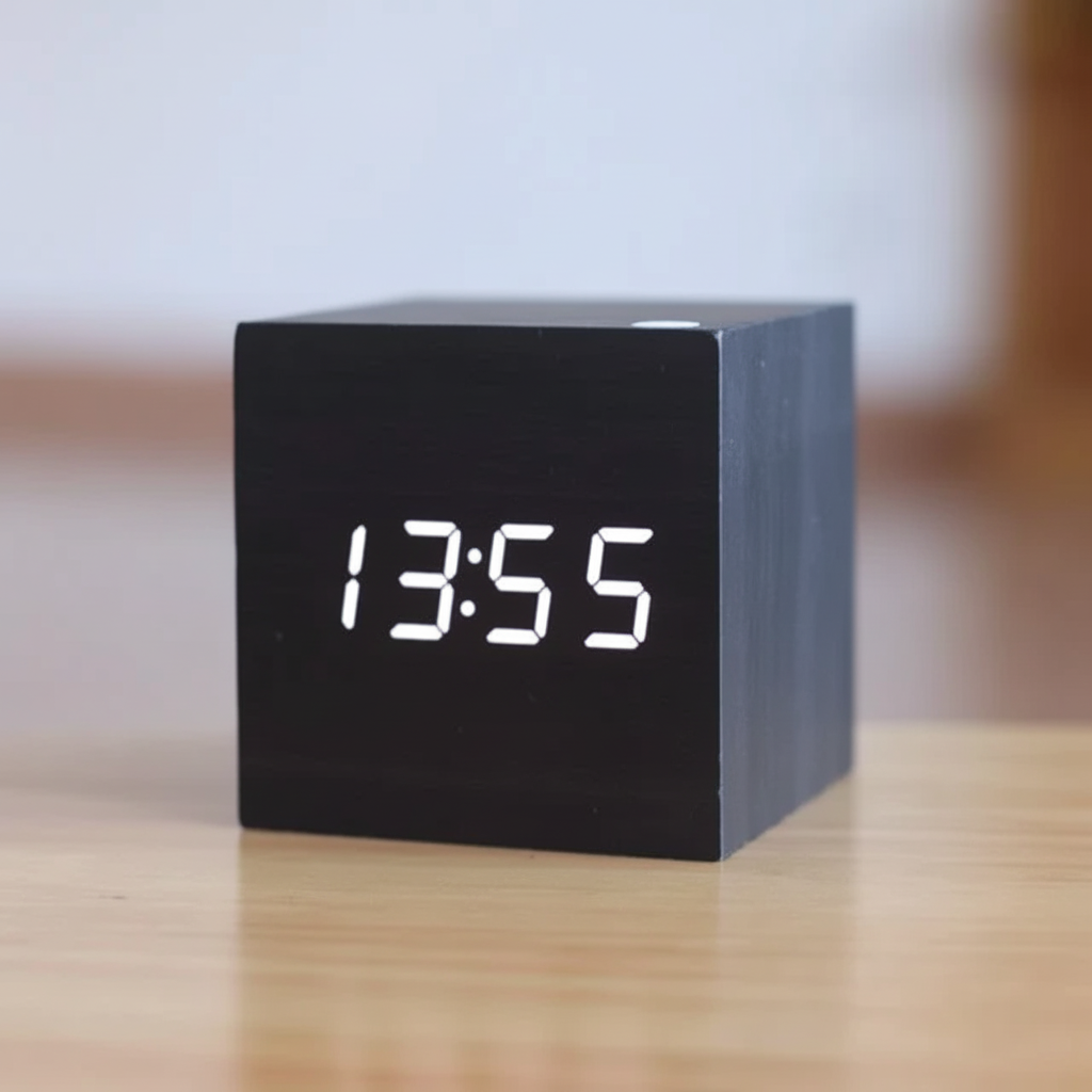 Wood Finish Minimalist Digital Desk Alarm Clock