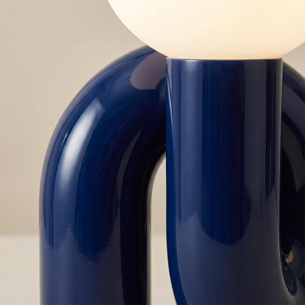 Sculptural Resin Base Frosted Glass Globe Table Lamp