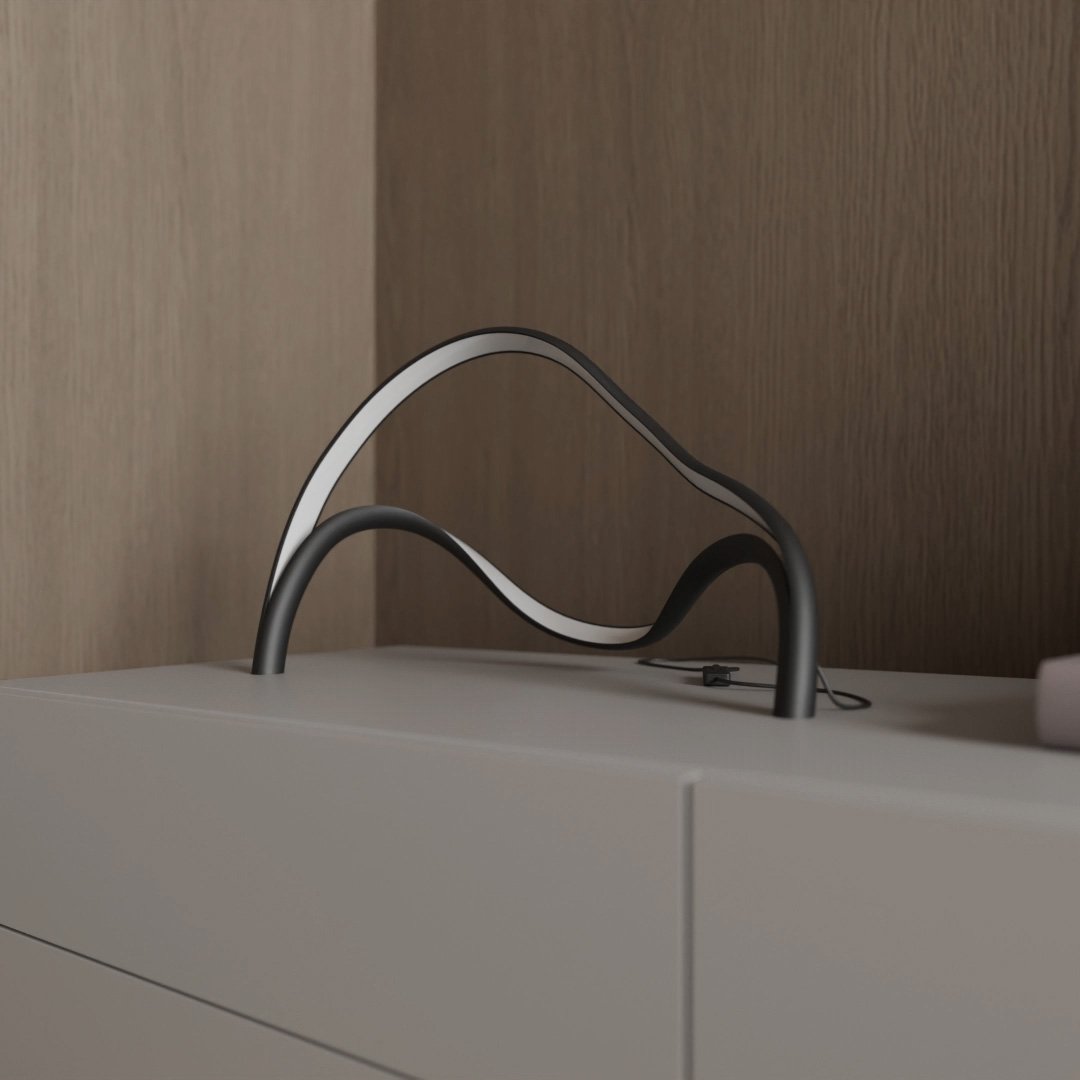 Sculptural Metal Acrylic Compact Silhouette Table Lamp