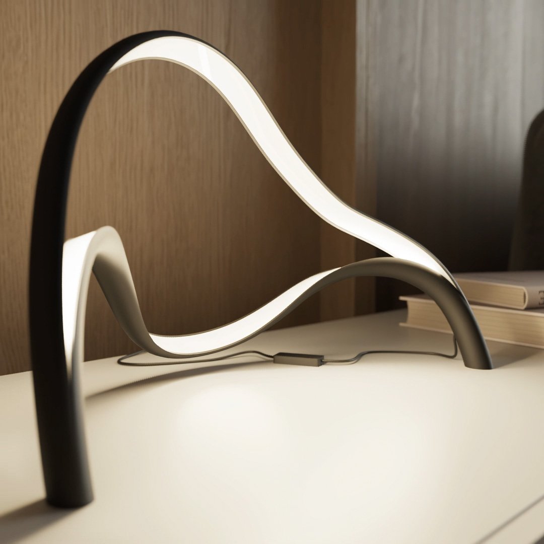 Sculptural Metal Acrylic Compact Silhouette Table Lamp