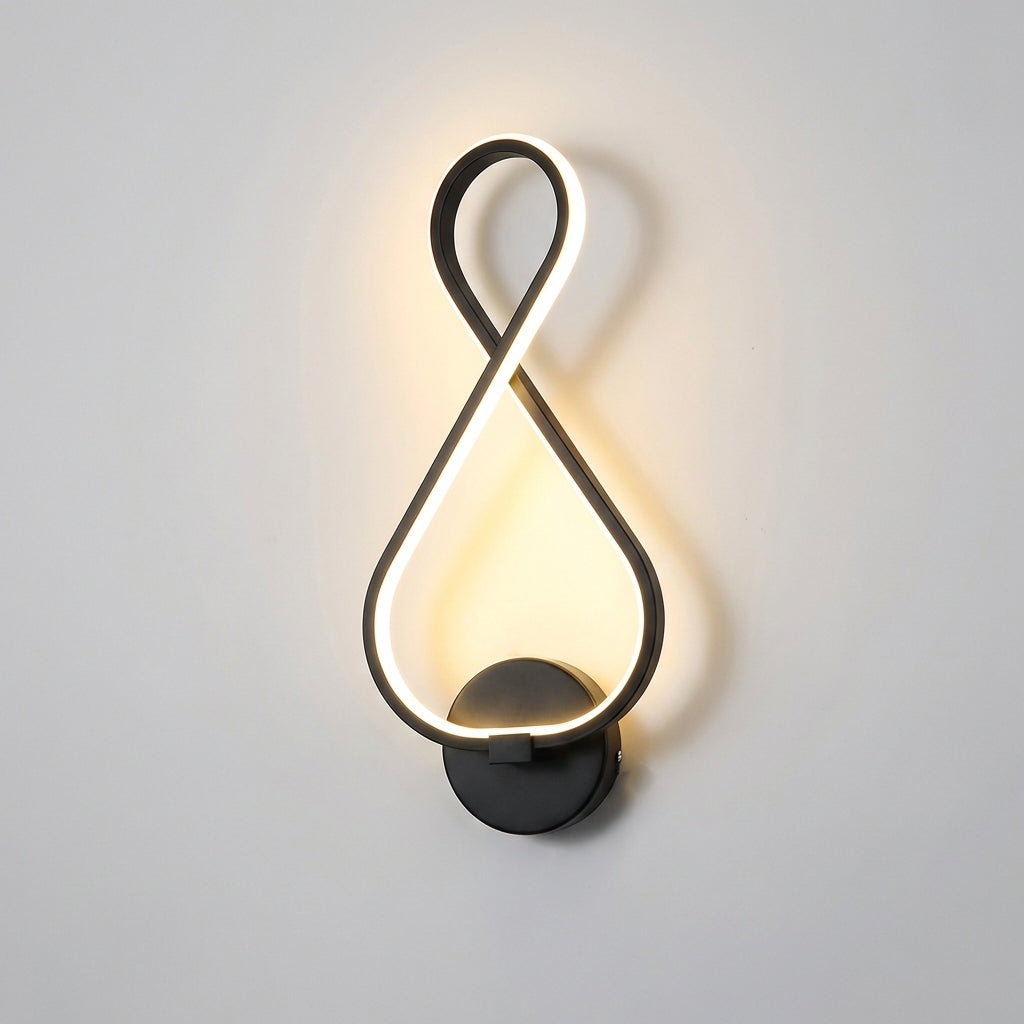 Sculptural Treble Clef Silhouette Aluminum Acrylic Dimmable Wall Light