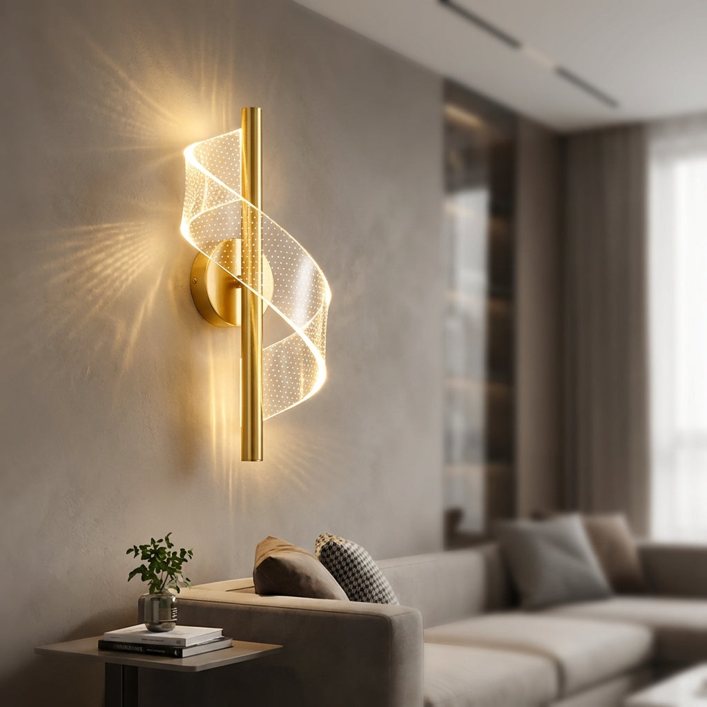 Sculptural Spiral Form Adjustable Color Up Down Wall Light