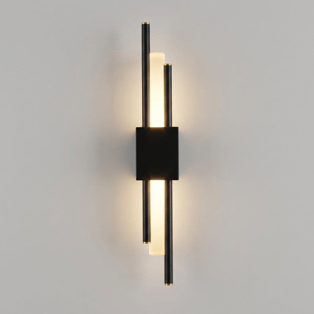 Sculptural Slim Vertical Metal Acrylic Diffuser Wall Light