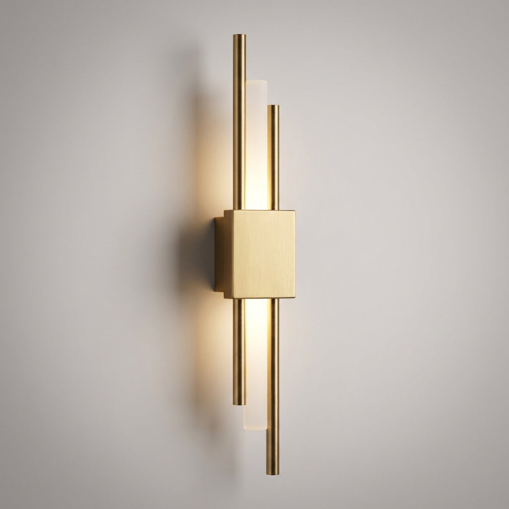 Sculptural Slim Vertical Metal Acrylic Diffuser Wall Light