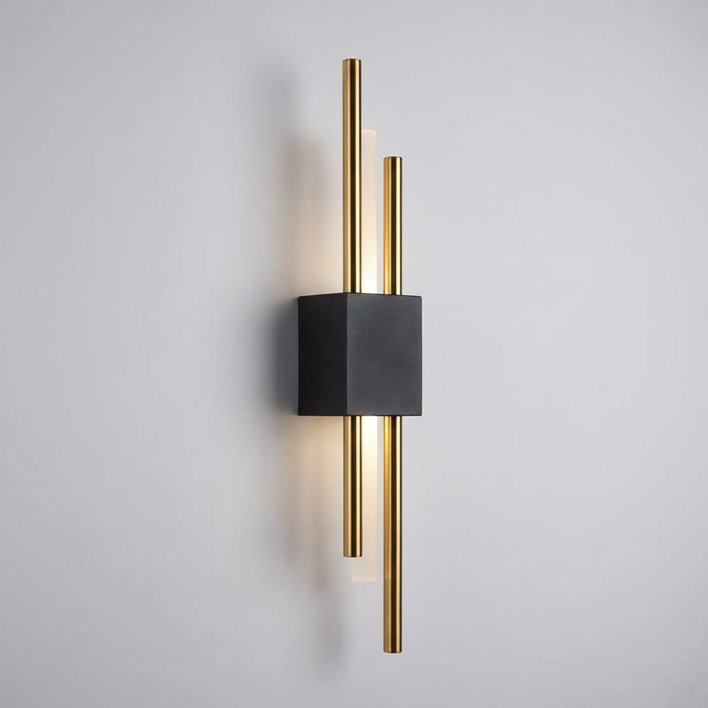 Sculptural Slim Vertical Metal Acrylic Diffuser Wall Light