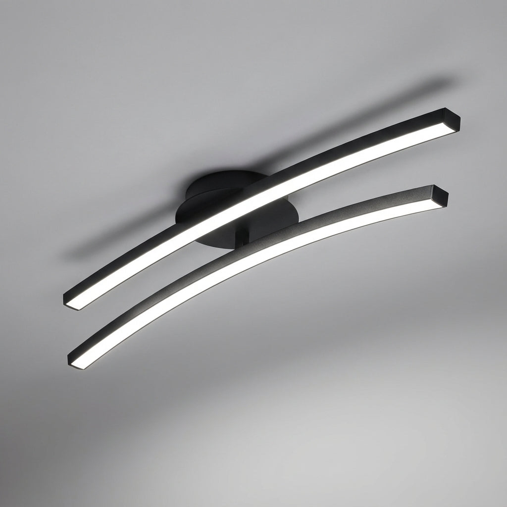 Curved Wave Silhouette Aluminum Glare-Free Ceiling Light