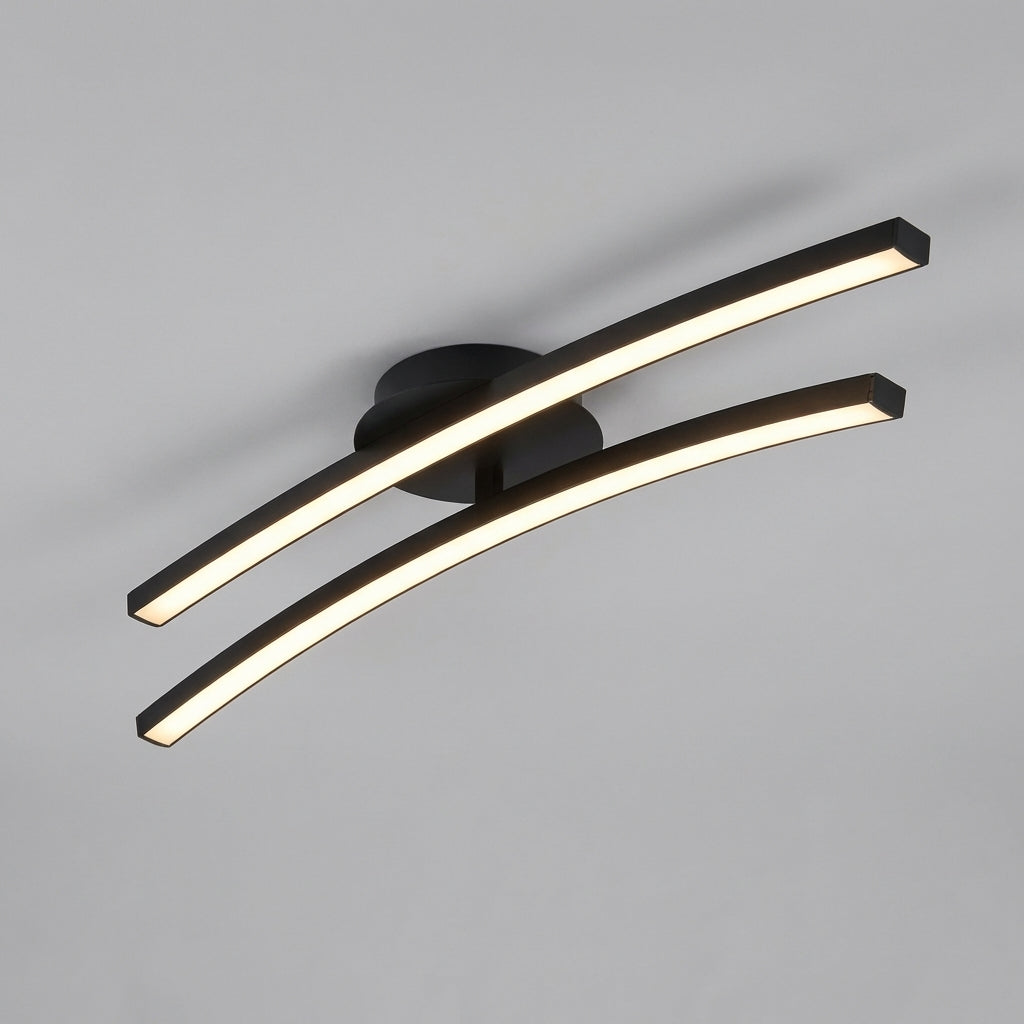 Curved Wave Silhouette Aluminum Glare-Free Ceiling Light