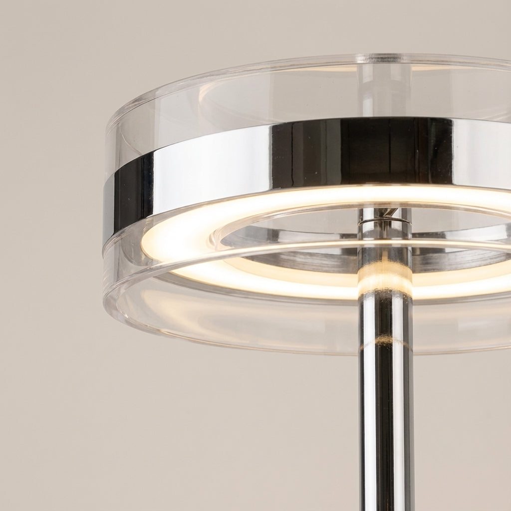 Sleek Cylindrical Clear Shade Slim Rod Table Lamp