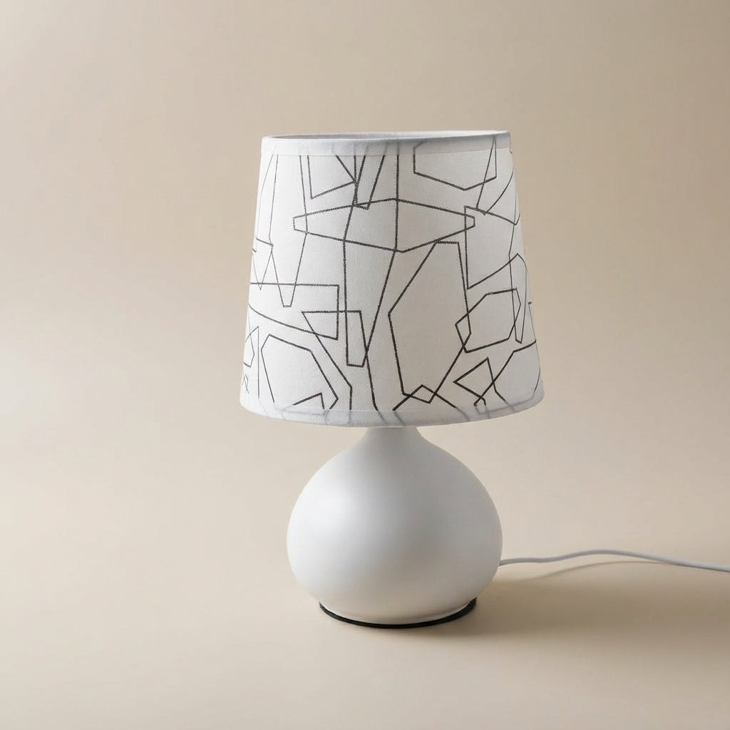 Geometric Molded Shade Compact Round Base USB Table Lamp