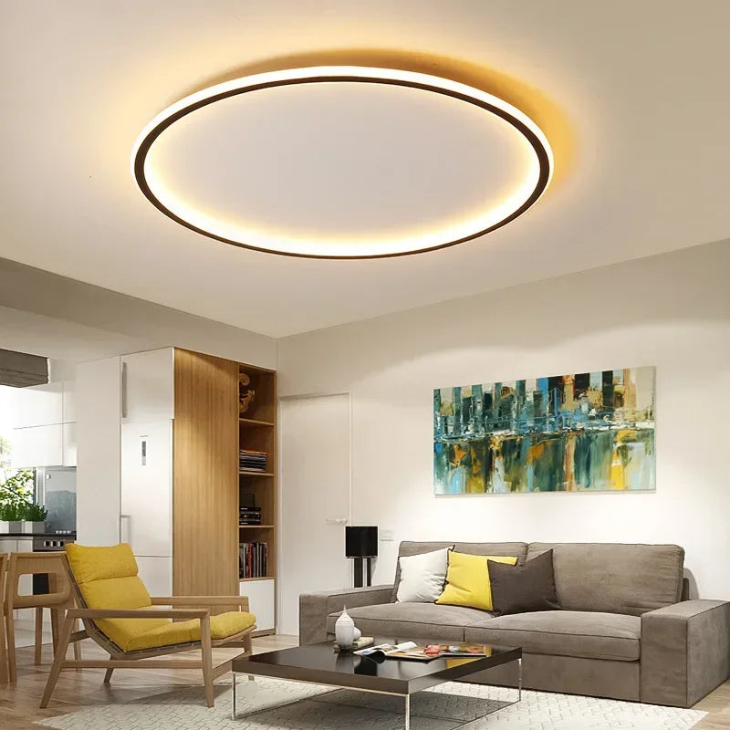 Scandinavian Minimalist Round Aluminium Acrylic Dimmable Ceiling Light