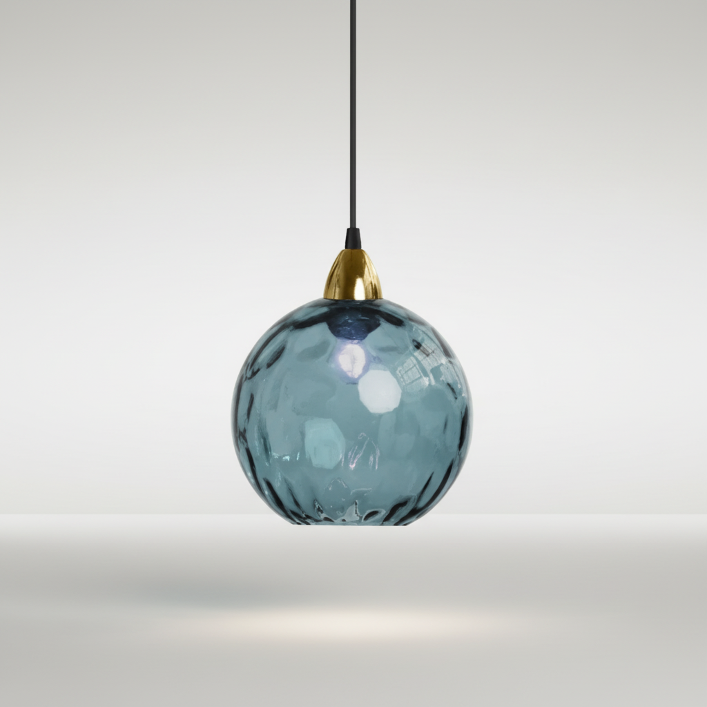 Minimalist Glass Globe Sphere Wrought Iron Pendant Light
