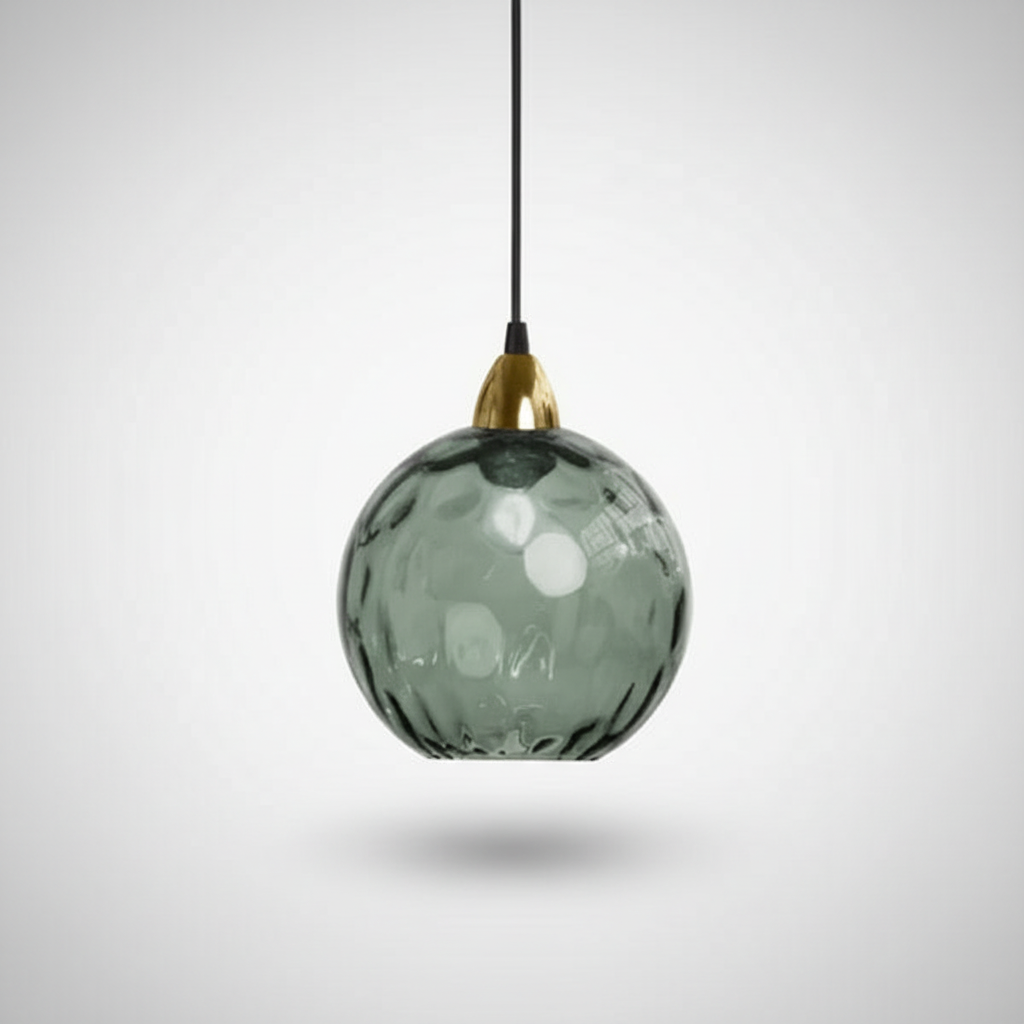 Minimalist Glass Globe Sphere Wrought Iron Pendant Light
