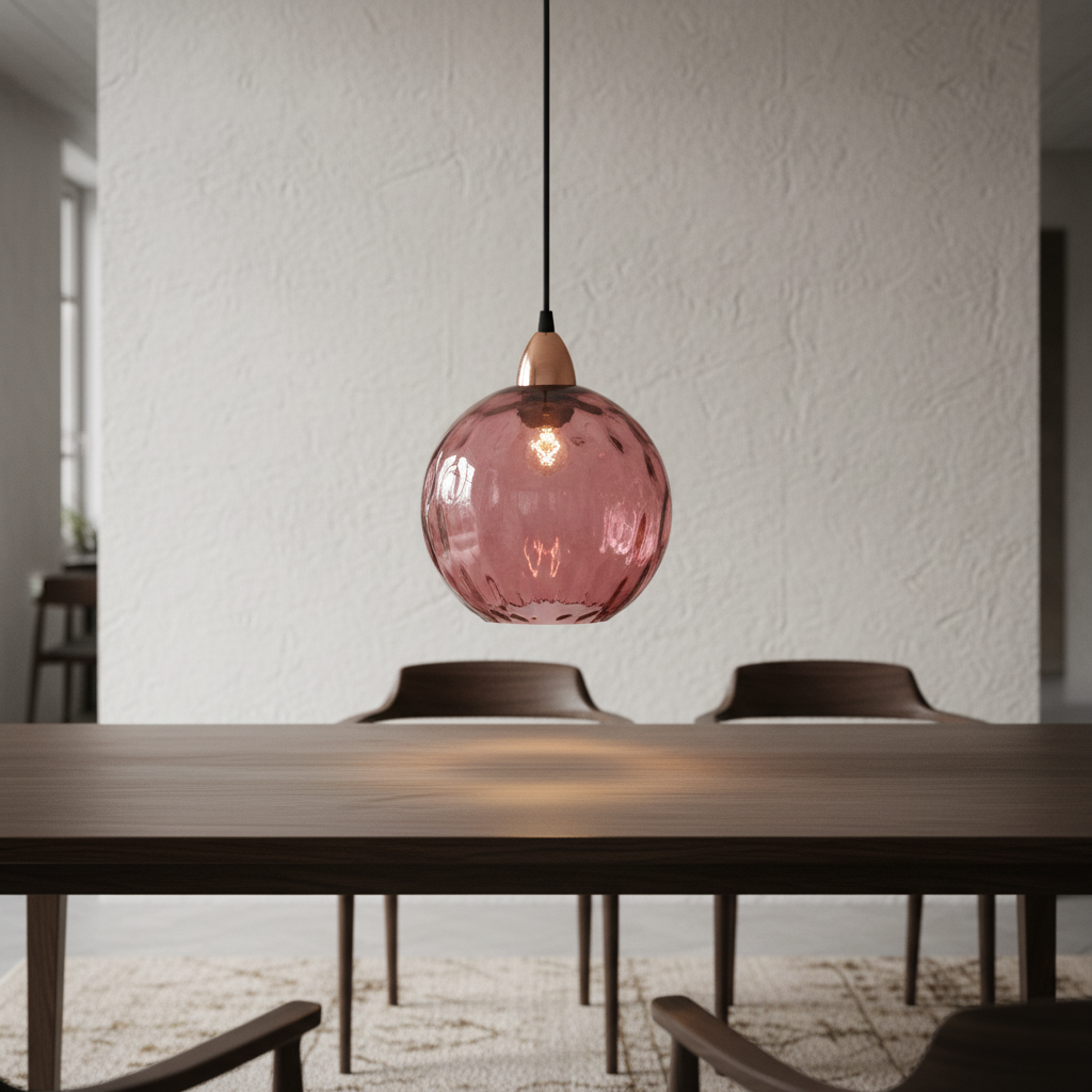 Minimalist Glass Globe Sphere Wrought Iron Pendant Light
