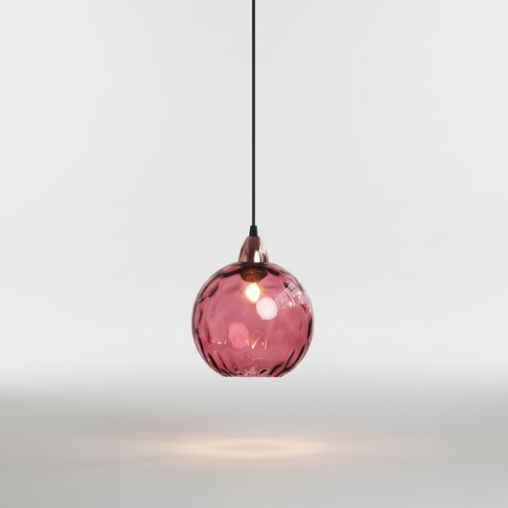 Minimalist Glass Globe Sphere Wrought Iron Pendant Light
