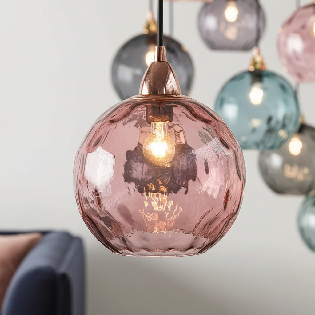 Minimalist Glass Globe Sphere Wrought Iron Pendant Light
