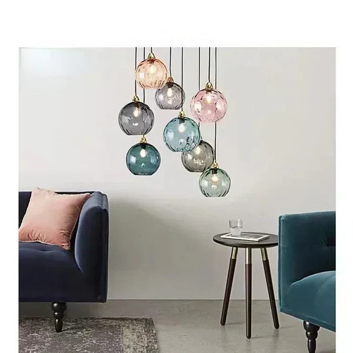 Minimalist Glass Globe Sphere Wrought Iron Pendant Light
