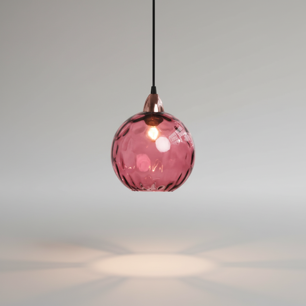 Minimalist Glass Globe Sphere Wrought Iron Pendant Light