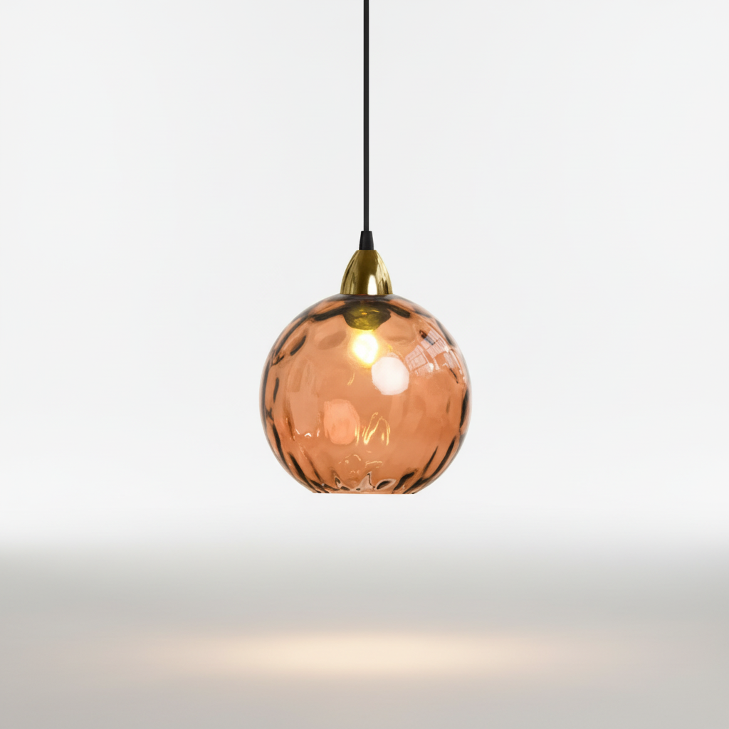 Minimalist Glass Globe Sphere Wrought Iron Pendant Light